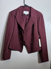 Elegant Burgundy Double-Breasted Women's Jacket