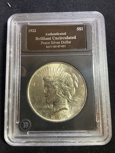 1922  Silver Peace Dollar  Brilliant Uncirculated In Case