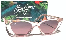 Maui Jim LYCHEE Cat-Eye Polarized ST Glass Lens Sunglasses Clear Rose MJ891-09