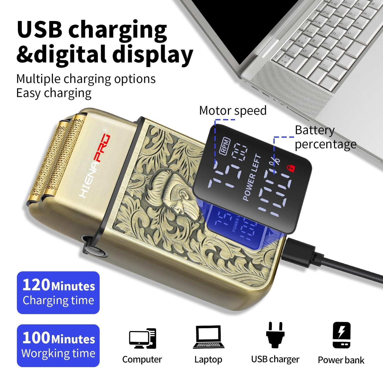 HIENA PRO Electric Razor for Men, Cordless Professional Foil Shaver & Bald He...