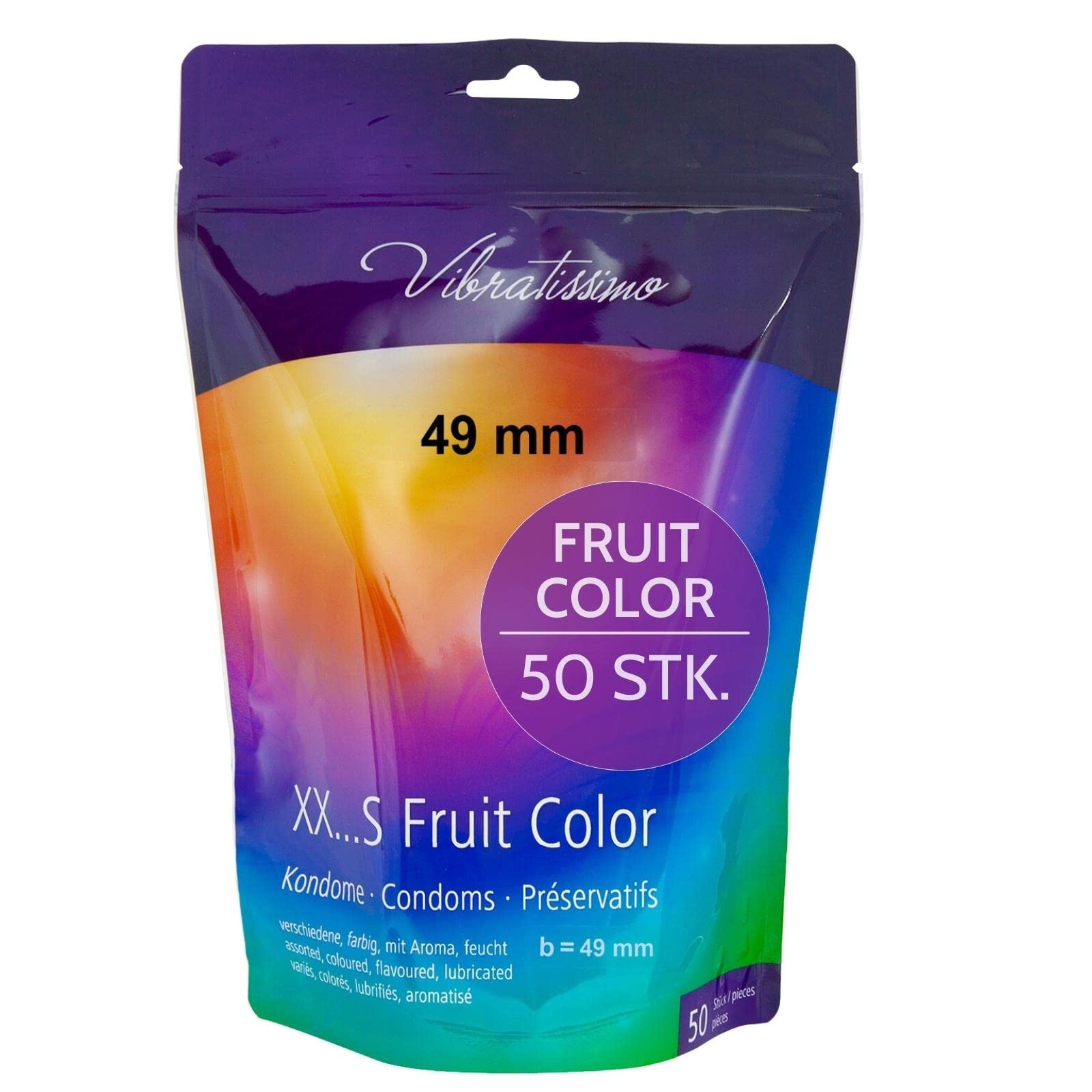 Kondome Fruit Color 50er Pack I Gefühlsecht & Extra Feucht I for Men I Beutel