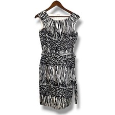 Calvin Klein Black & White Abstract Print Sheath Dress Size Medium Career Formal