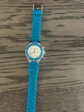 Michele Jelly Bean Wrist Watch, Turquoise Rubber Strap, Needs New Battery