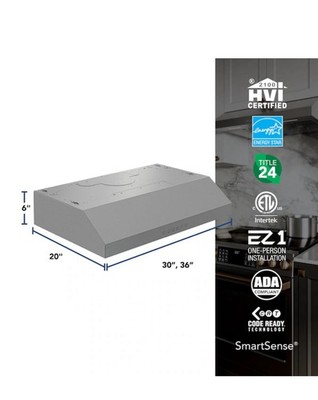 Broan-NuTone 30 in. Glacier Under Cabinet Range Hood, Power Cord Kit, 2 Filters