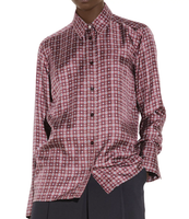 Sandro Paris Bluse Damen 100% Seide Bunt Muster Gr. 0 Xs 34 Langarm Button Up