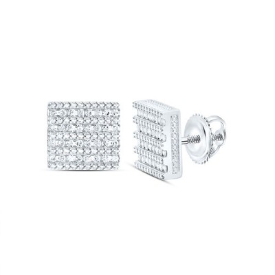 Quadratische Ohrstecker 0,49 ctw natürlicher Diamant 925 Sterlingsilber