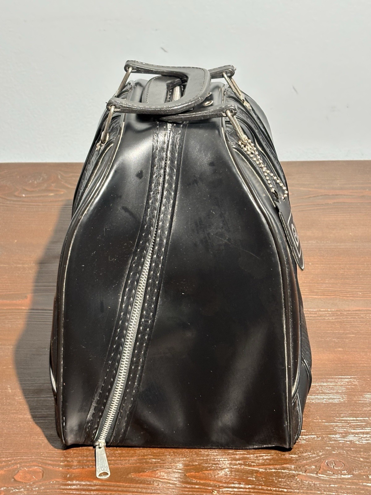 Vintage Brunswick Bowling Bag Retro Single Ball Rack Black Snake Pattern Storage