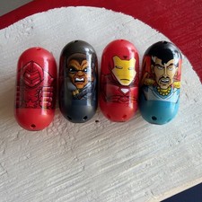 Lot Of 4 Marvel Mighty Beanz Dr Strange Iron Man Blade Crimson Dynamo