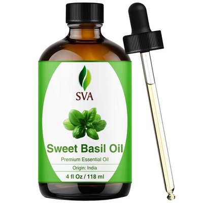 SVA Sweet Basil Essential Oil   4 Fl Oz   100% Natural 4 (Pack of 1) 