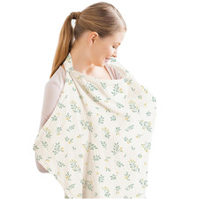 Muslin Nursing Cover for Baby Breastfeeding w/ Rigid Hoop-Breathable 100 Cotton
