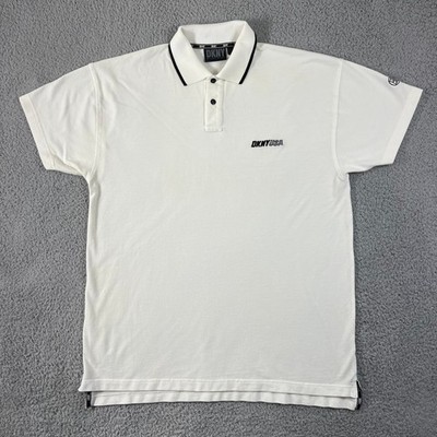 DKNY Polo Shirt Men's M White Vintage 90s USA Embroidered Logo Cotton NWOT