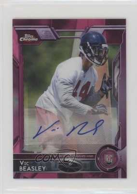 2015 Chrome Mini Rookies BCA Pink Refractor 21/50 Vic Beasley Rookie Auto RC 0c6