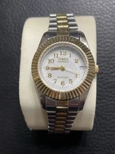 Timex Indiglo Two Tone Gold Silver Quartz Watch 30M Date Needs Battery