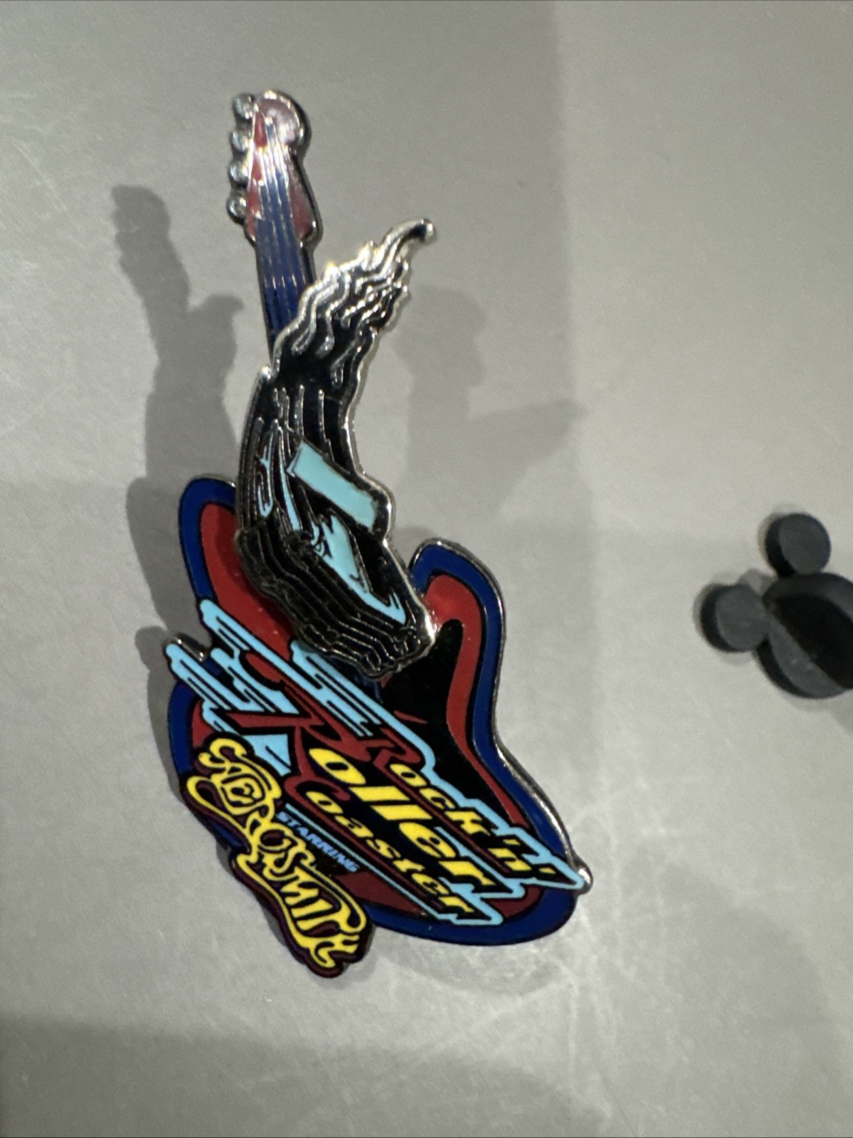 Vintage Disney Pin Rock N Roller Coaster Aerosmith Guitar Slider Hollywood 2328