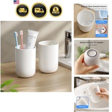 Toothbrush Cup 13oz Reusable Bathroom Tumbler Non-Slip 2 Pack