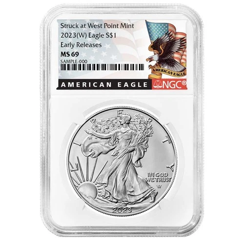 2023 (W) $1 American Silver Eagle NGC MS69 ER Black Label