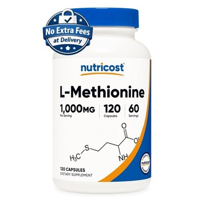 Suplemento de L-Metionina (Forma Libre) 1000 mg | 120 Cápsulas | 60 Porciones