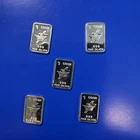 One lot of FIVE (5) 1 gram silver bars 0.999 fine Silver . #26106
