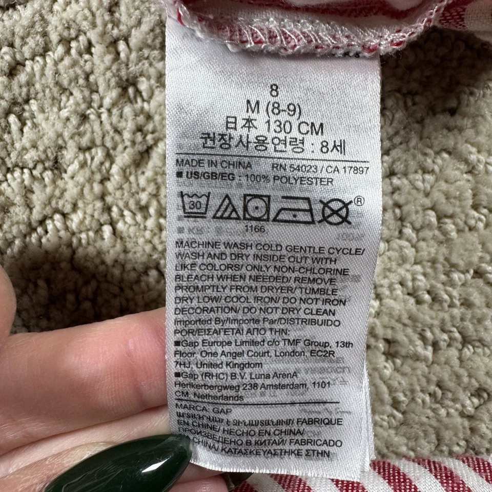 Juego de pijama de franela a rayas rojas y blancas Gap Kids talla 8 Foto 3 de 4