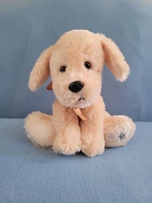 Shining Stars Yellow Labrador Puppy Plush 8" Gold Bow Bean Bag #0607 Russ Berrie