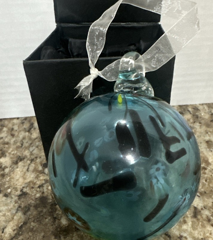 Giftcraft Friendship Ball Glass Ornament Blue In Box