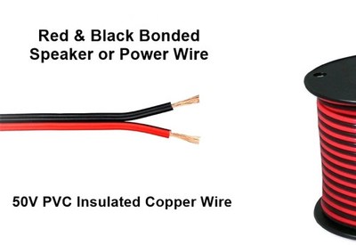 61-3016-25, 25FT Roll of 16 Gauge 2 Conductor Copper Red & Black Bonded Wire