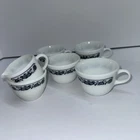 Vintage Pyrex Corning Milk Glass Old Town Blue Onion Coffee Mugs Cups Creamer