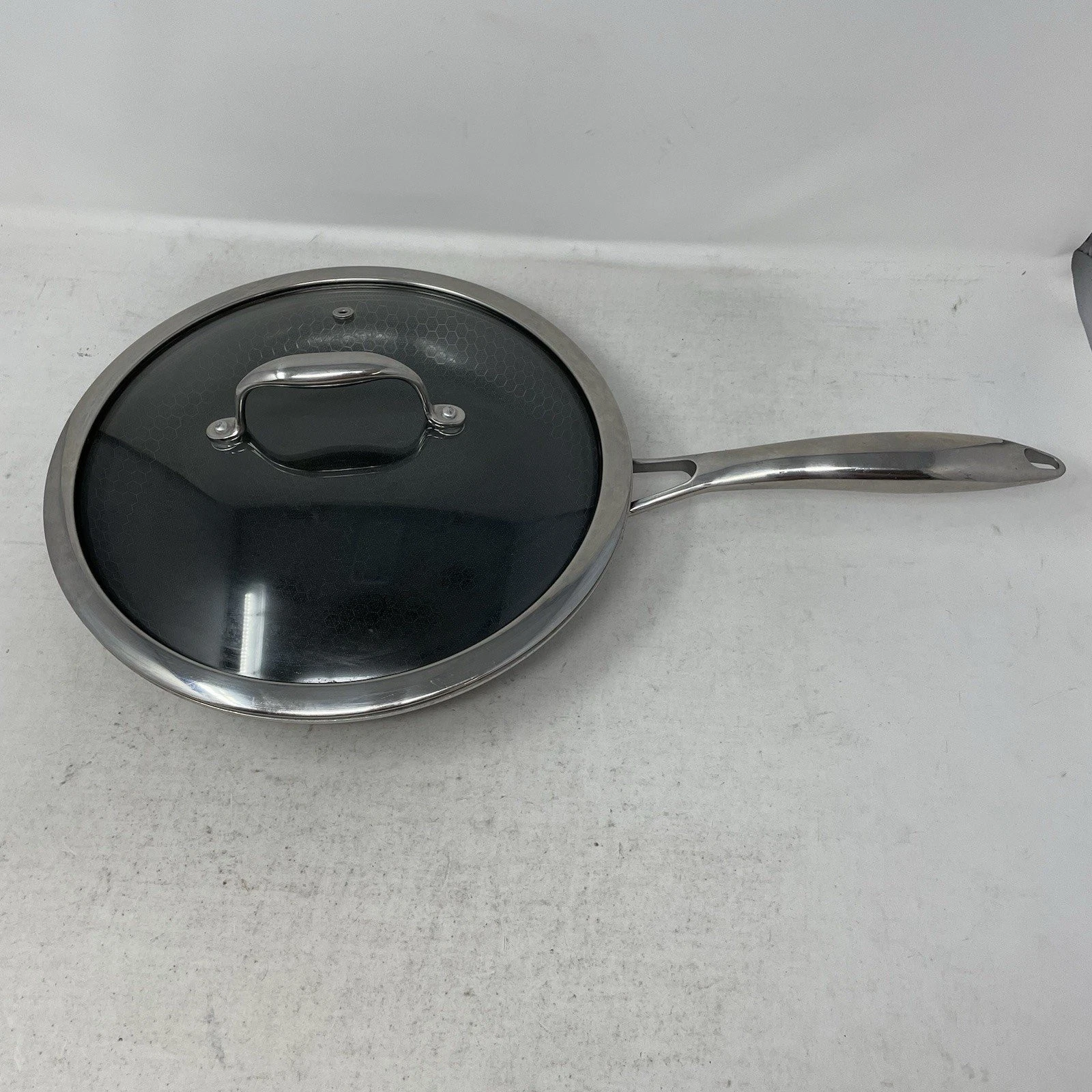 HexClad Hybrid 10 Inch Stainless Steel 10" Frying Pan Nonstick W/ Lid