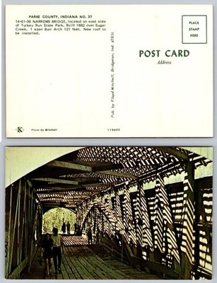 Narrow Bridge Turkey Run State Park Indiana Postcard