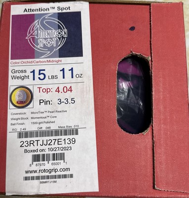 15lb 11oz Roto Grip Attention Spot OVERSEAS Bowling Ball NIB! | eBay