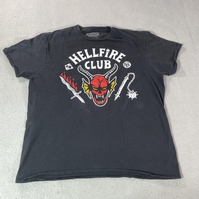 Stranger Things Hellfire Club Shirt Mens XL Black Graphic Tee Netflix TV Top T