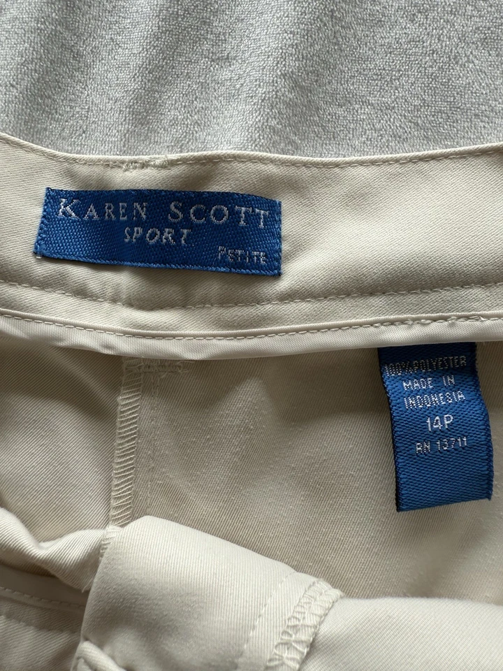 Pantalones Cortos Karen Scott Mujer Petite Ligeros Beige Talla 14P (221) Foto 3 de 3