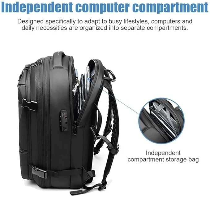 Vakuum-Rucksack Mit Luftpumpe / 60L Anti-Diebstahl Vakuumkompressionsrucksack - Bild 3 von 4