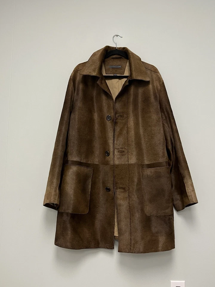 $2998 Brand New John Varvatos Calf Hair Shearling Coat Mens Brown EU 52 USA 42 - Image 4 of 4
