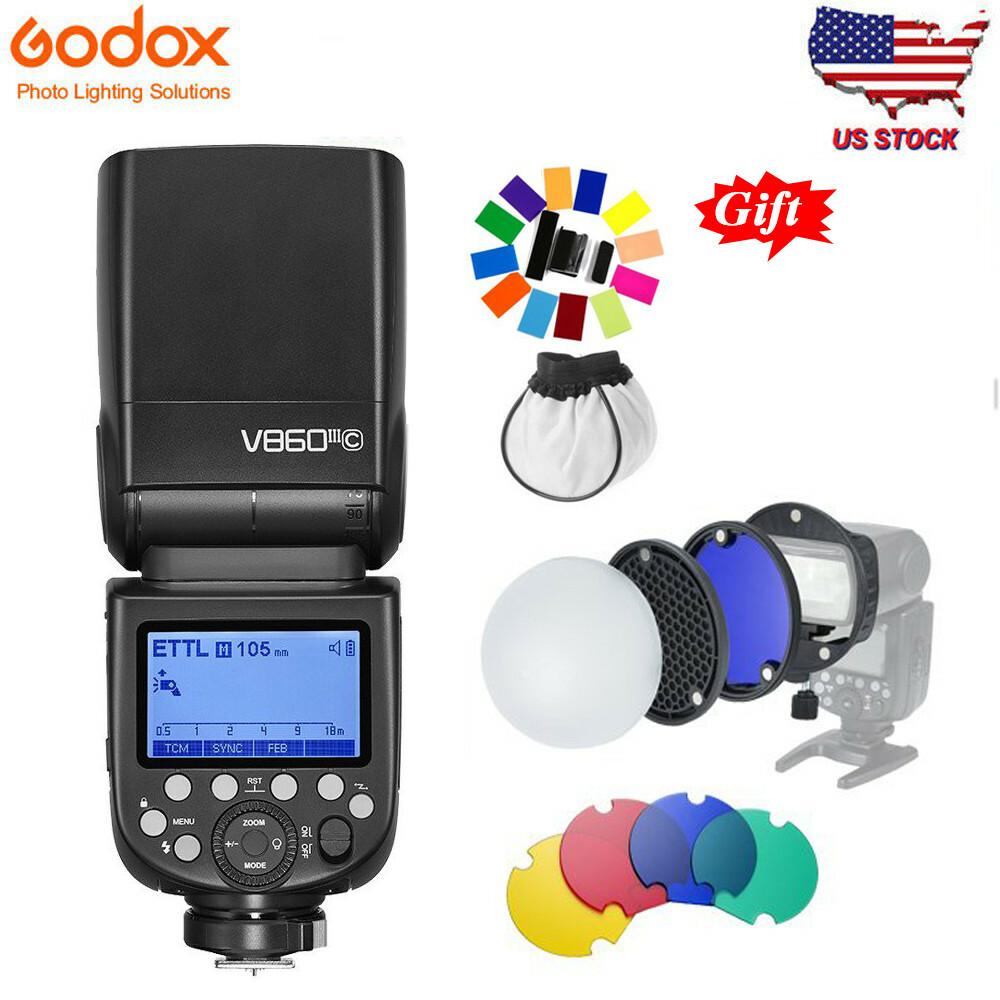 US Godox V860III-C 2.4G TTL Flash Speedlite+Magnetic Color Filters 