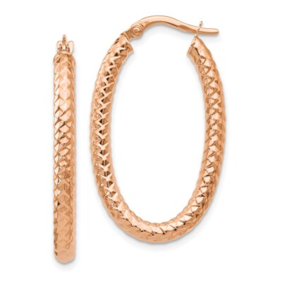 Real 14kt ForeverLite Rose Gold Polished and Textured Earrings