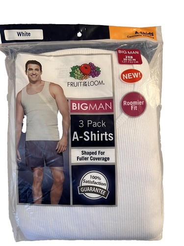 Fruit of the Loom Heren A-Shirt (Pack van 3) - wit - XXL