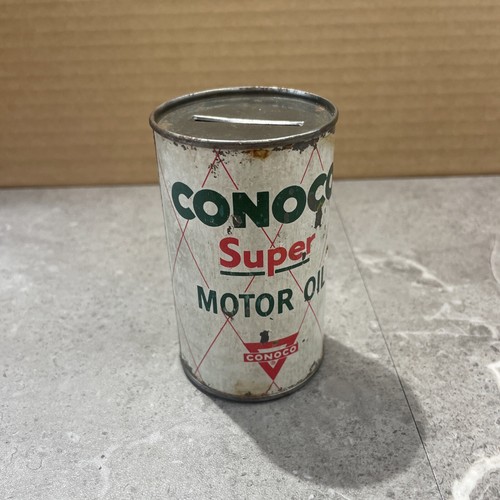 Lattina olio motore Conoco Super originale d'epoca commemorativa banca - Foto 5 di 7