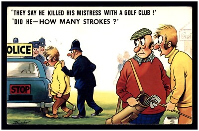 Postcard Humorous Drawing Comic- Bamforth & Co No 192 Did He - How Many Strokes?