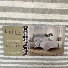Nicole Miller Quilt Set FULL - QUEEN Striped Quilt With 2 Standard Shams
