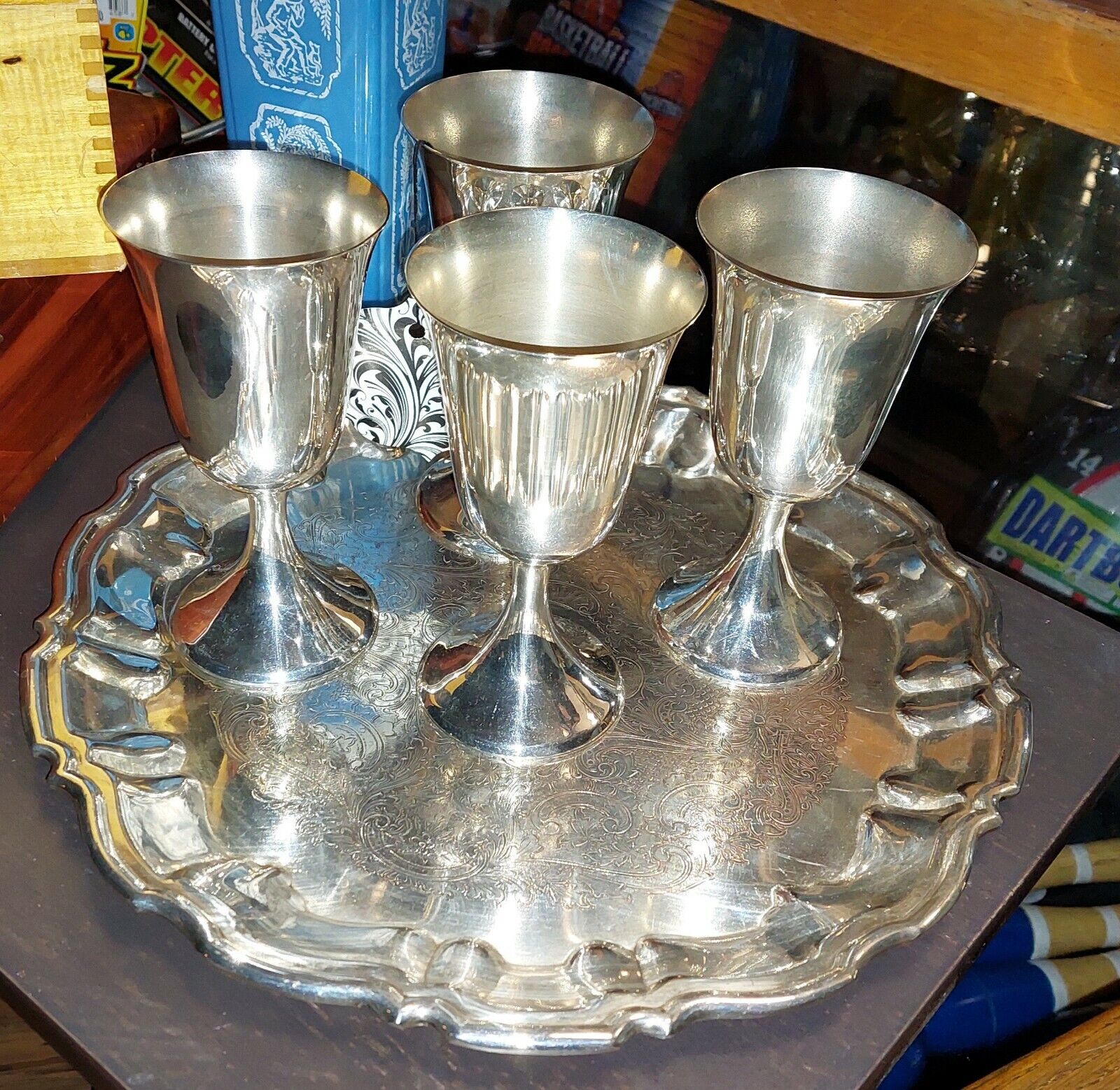 Vinetage F.B. Rogers Silver Co. Silverplate Water Wine Goblets Glasses 6 3/4 "  