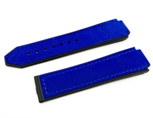 26mm Blue Suede Rubber Silicone Strap Band Fits Hublot Watch Buckle/Clasp - Picture 2 of 15