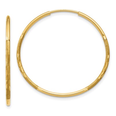 14 Karat Gelbgold 1,25 mm Endlos Creolen 0,65 g L-26 mm, B-26 mm für Mama