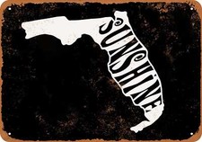 METAL SIGN - Florida State 4 BLACK -- Vintage Look