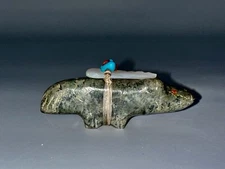 Native American 1970’s Zuni Carved Stone Wolf Fetish By Edna Leki (d.)