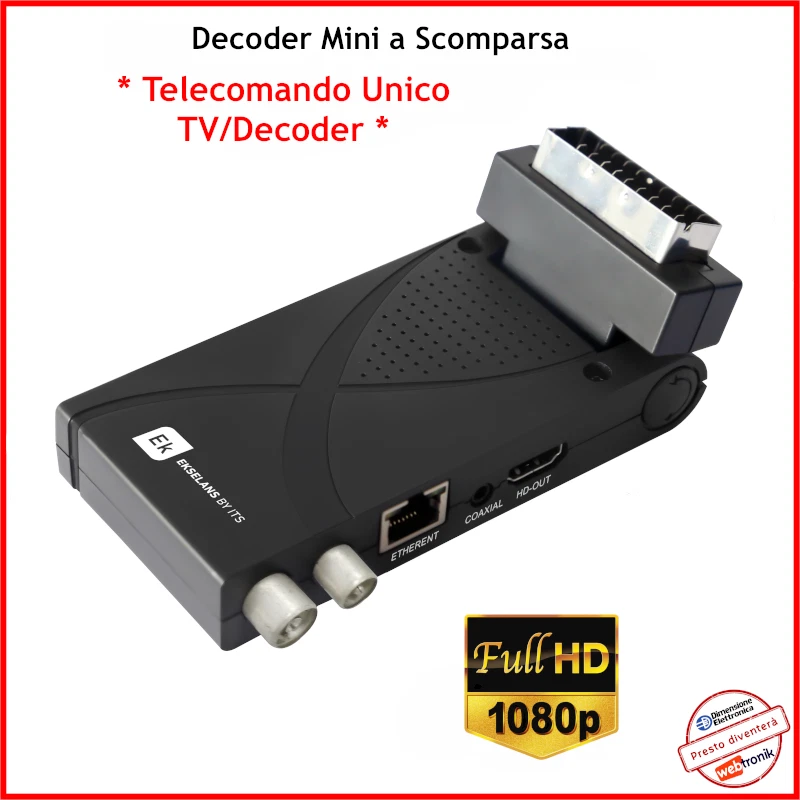 Decoder Digitale Terrestre dvb-t2 SCART Mini Stick Telecomando Unico hdmi usb