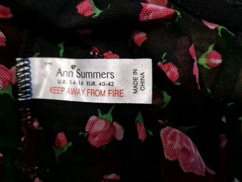 Vintage Ann Summers Spanish Rose Black & Pink Floral Cami Suspender Size 14-16 - Picture 20 of 24