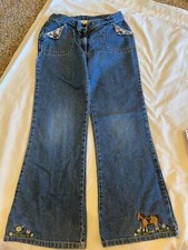 Gymboree Equestrian Club size 10 denim jeans w/ floral and horse design 2 GB 4