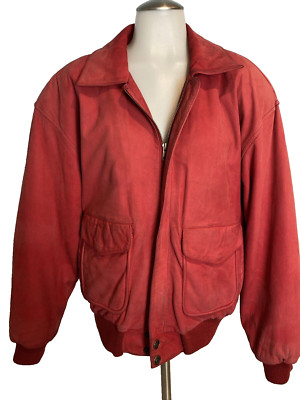 Retro Wilson's Adventure Bound Women's Red Suede Bomber Jacket Medium