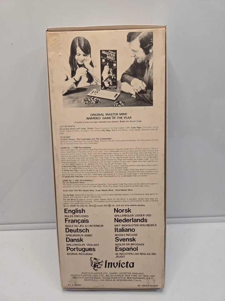 Vintage Invicta 1972 1976 1978 Original Master Mind Game 3016 - Made in England - Image 2 of 3